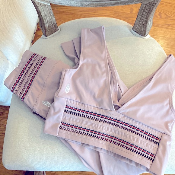 Free People Movement Mauve workout Yoga Legging Bra Set - Picture 1 of 8